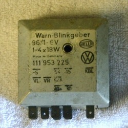 Flasher Relay, 6 Volt, 9 Pin Turn Signal Box, 65-66, Used German Hella Silver